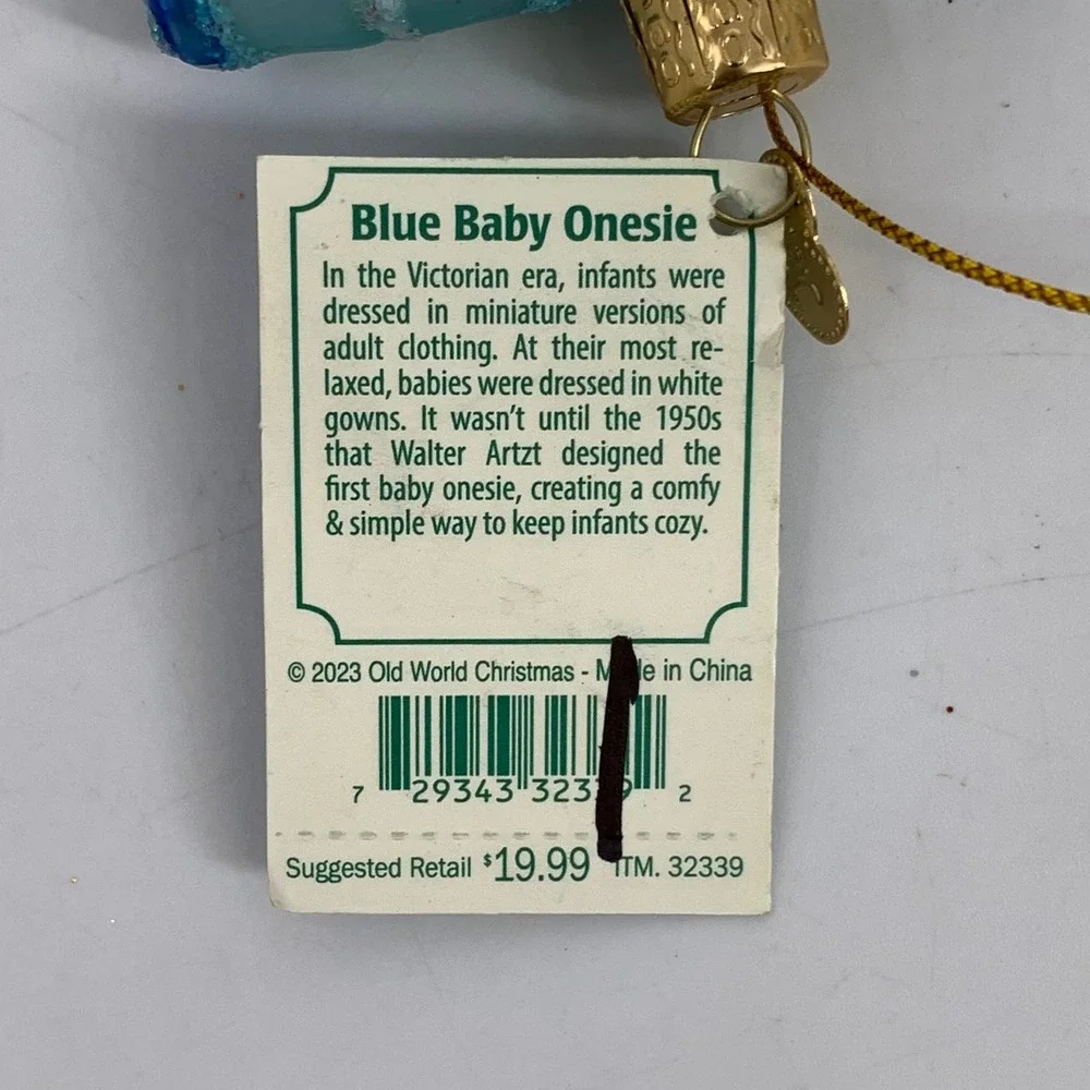 Old World Christmas Blue Baby's‎ First Christmas Onesie Ornament